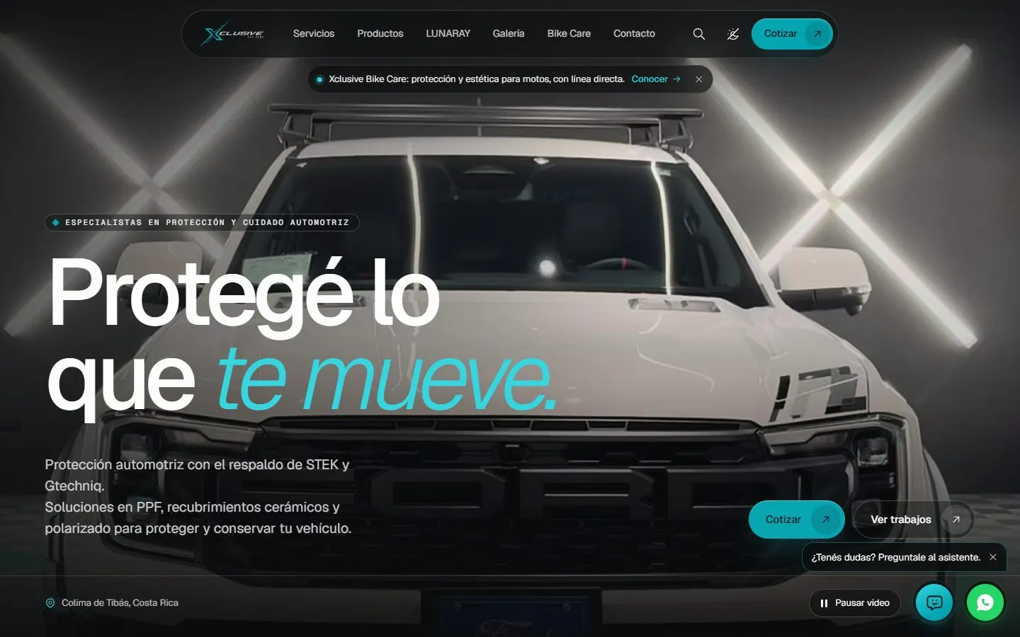 Página de inicio del sitio de Xclusive Car Care